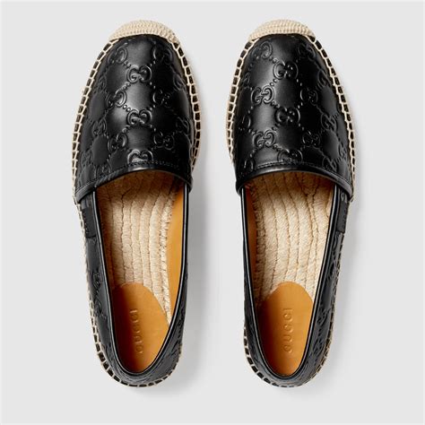 black leather gucci espadrille|Gucci signature leather espadrilles.